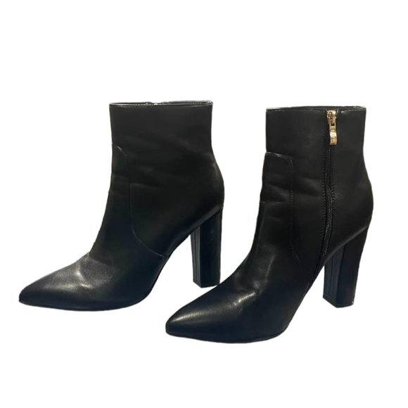 Ankle Heeled Soft Booties with Zippers  - Black - 8.5 - Picture 1 of 15